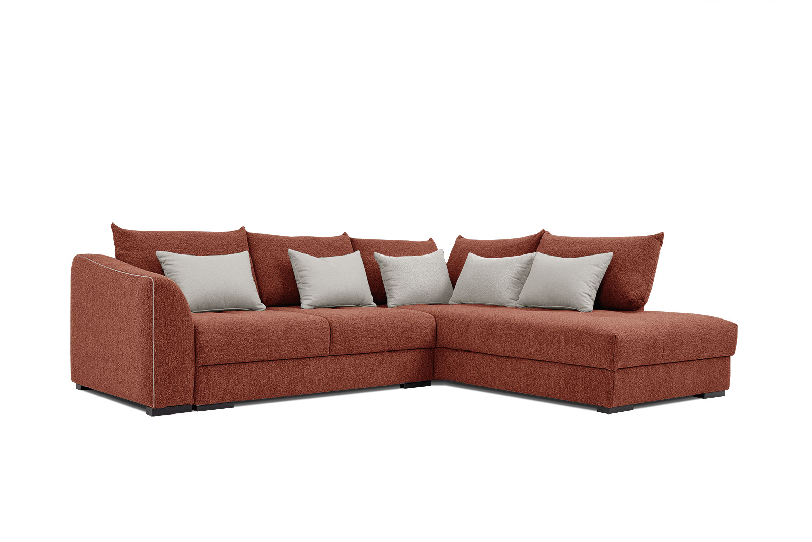 Canapé d'angle 5 places Rouge Tissu Moderne Confort