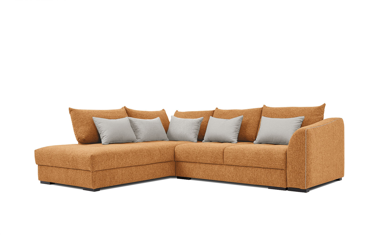 Canapé d'angle 5 places Orange Tissu Moderne Confort