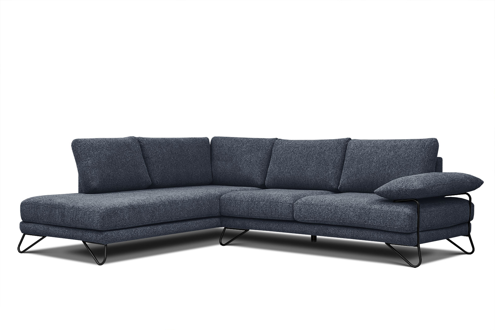 Canapé d'angle 5 places Bleu Tissu Confort Original