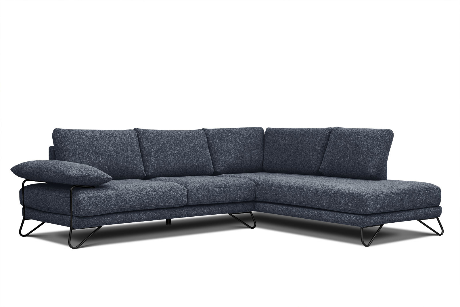 Canapé d'angle 5 places Bleu Tissu Confort Original
