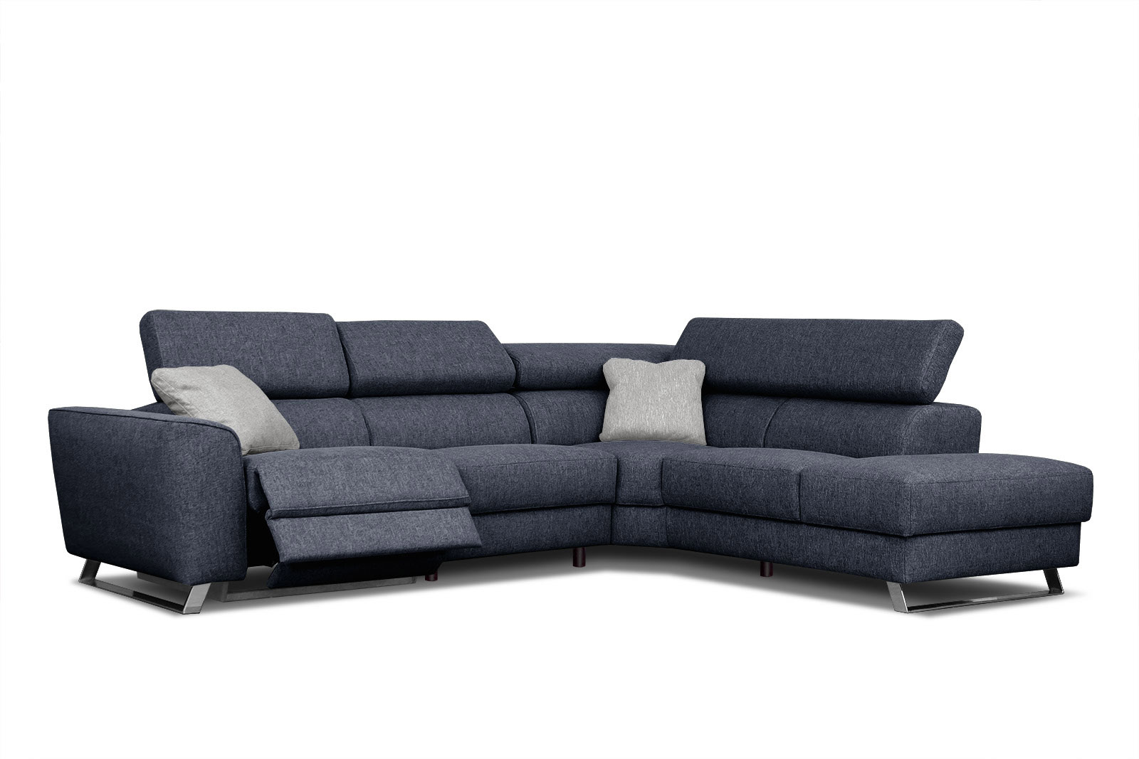 Canapé d'angle 5 places Bleu Tissu Design Confort