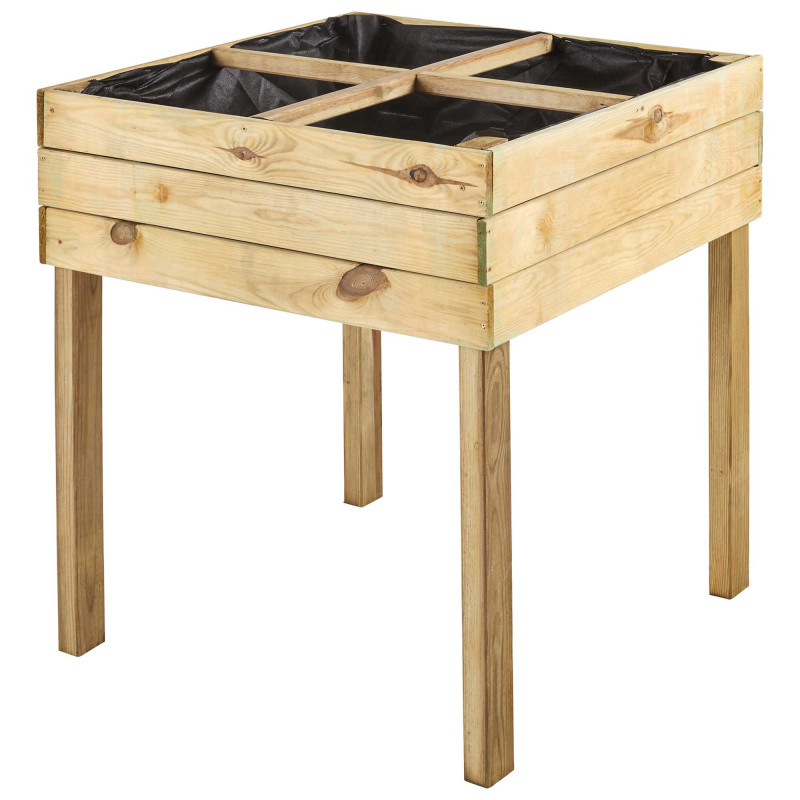 Carré potager surélevé en bois beige 90L 80 x 80 x 87 cm