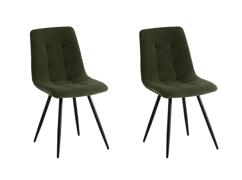 lot de 2 chaises en velours pieds métal - vert