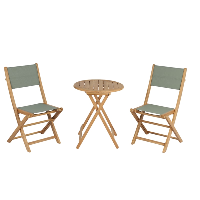 Ensemble table et chaises 2 places en bois teck