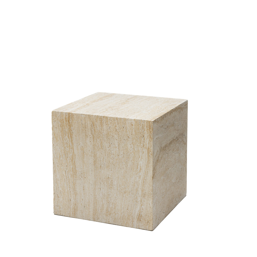 table d'appoint carrée effet travertin 40x40cm beige