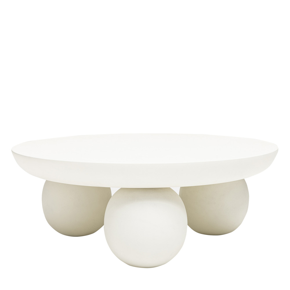 Table basse en bois massif ø90cm – Blanc
