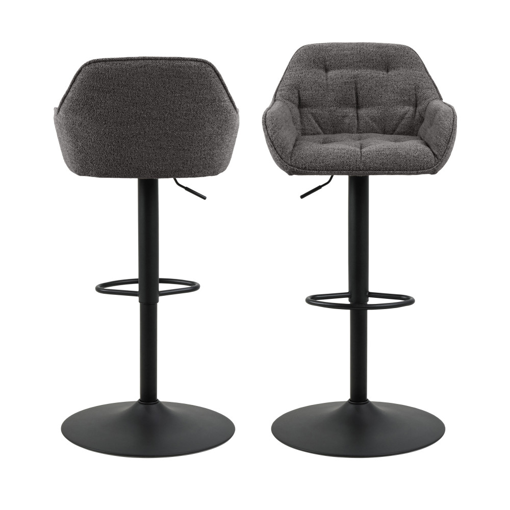 Lot de 2 tabourets de bar réglables en tissu et métal H63-84cm – Gris