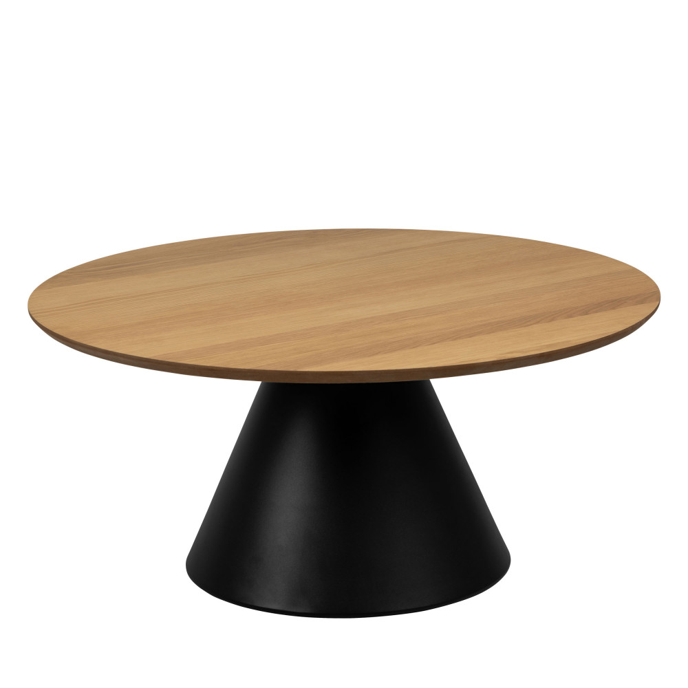 Table basse ronde en bois ø85cm – Bois clair et noir