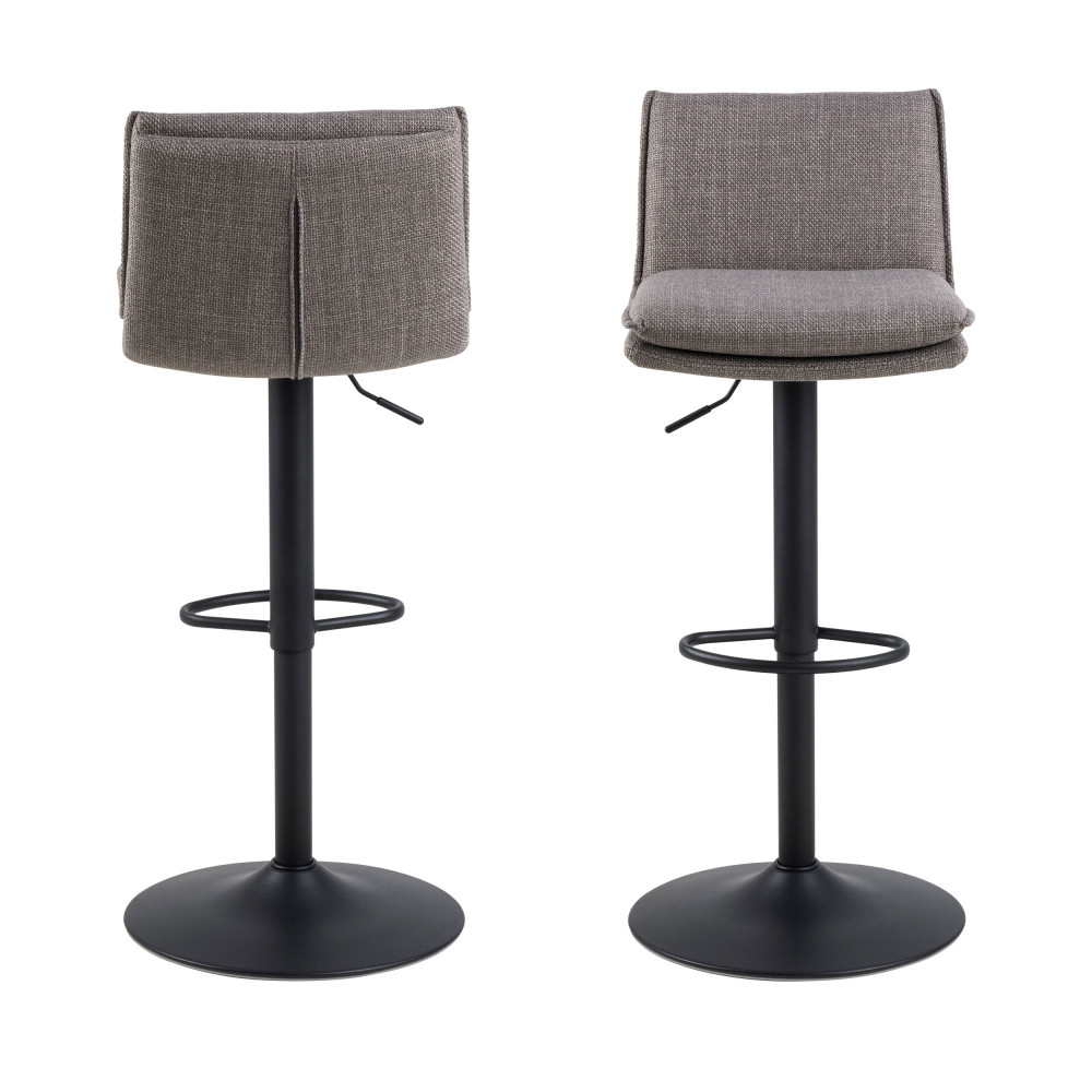 Lot de 2 tabourets de bar réglables en tissu et métal H68-89cm – Taupe