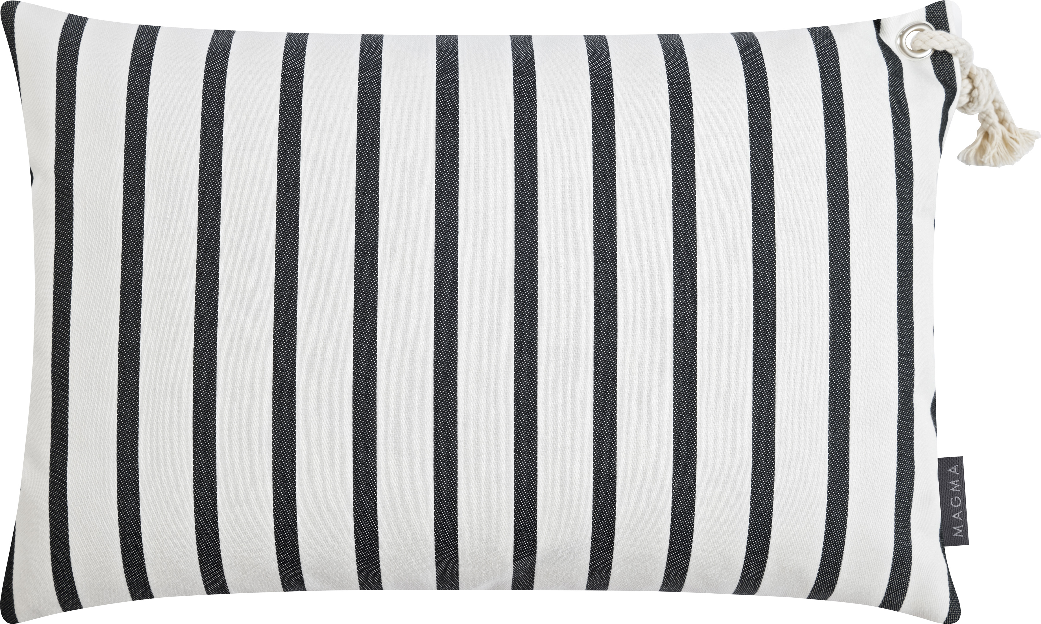 Housse de coussin d'extérieur rayées noir et blanc - 40x60