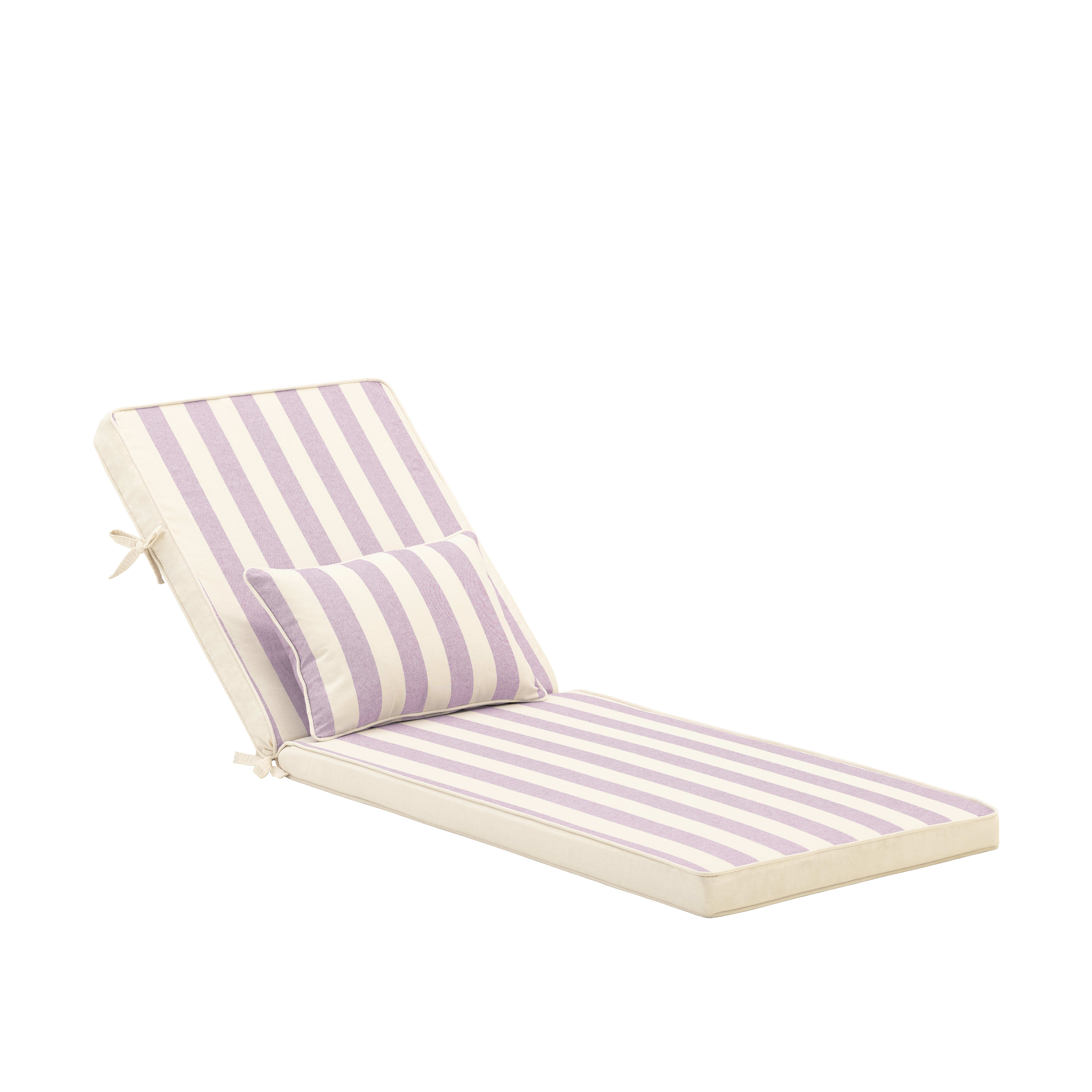 Coussin à rayures avec petit coussin pour chaise longue violet