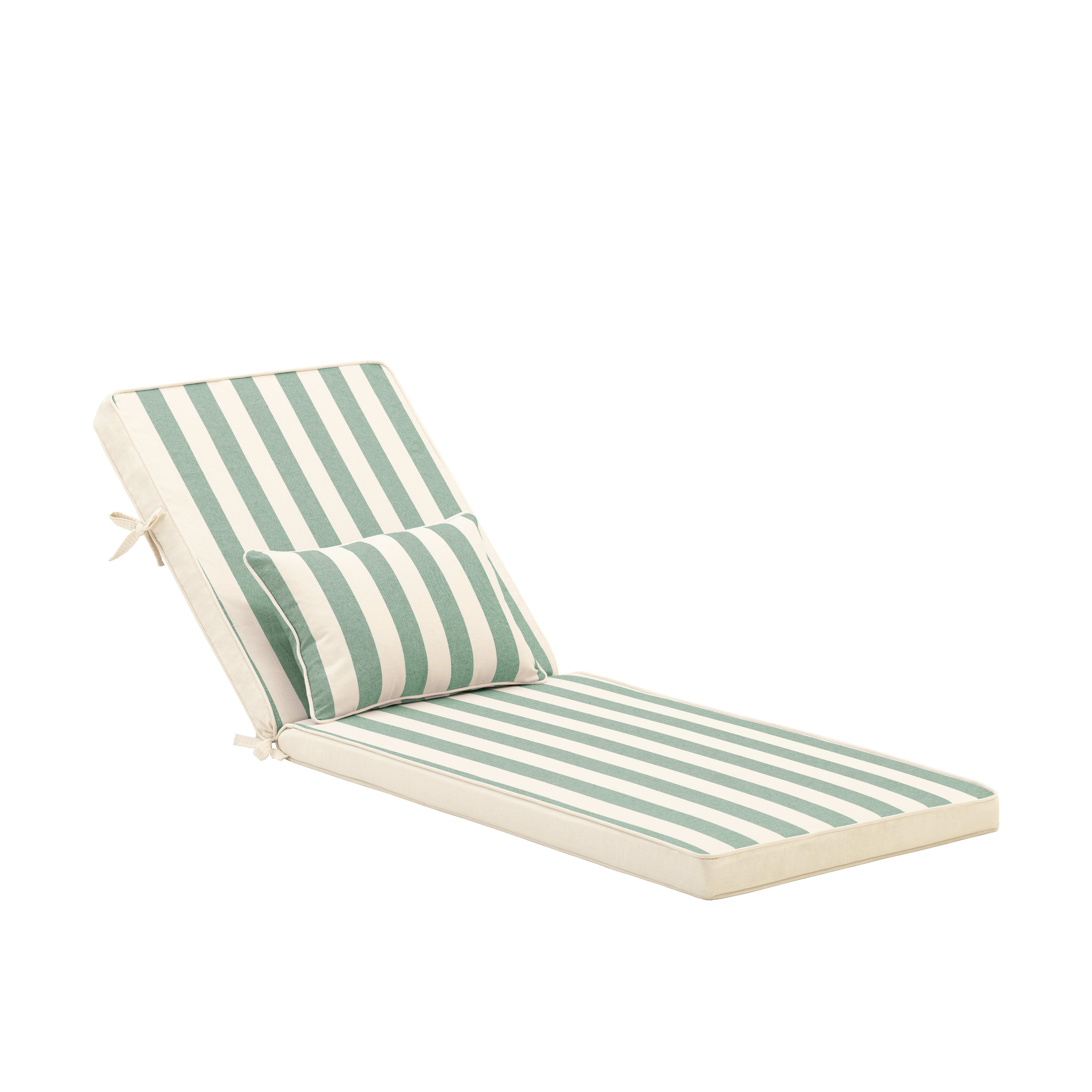 Pack 2 coussins à rayures avec petit coussin pour chaise longue vert