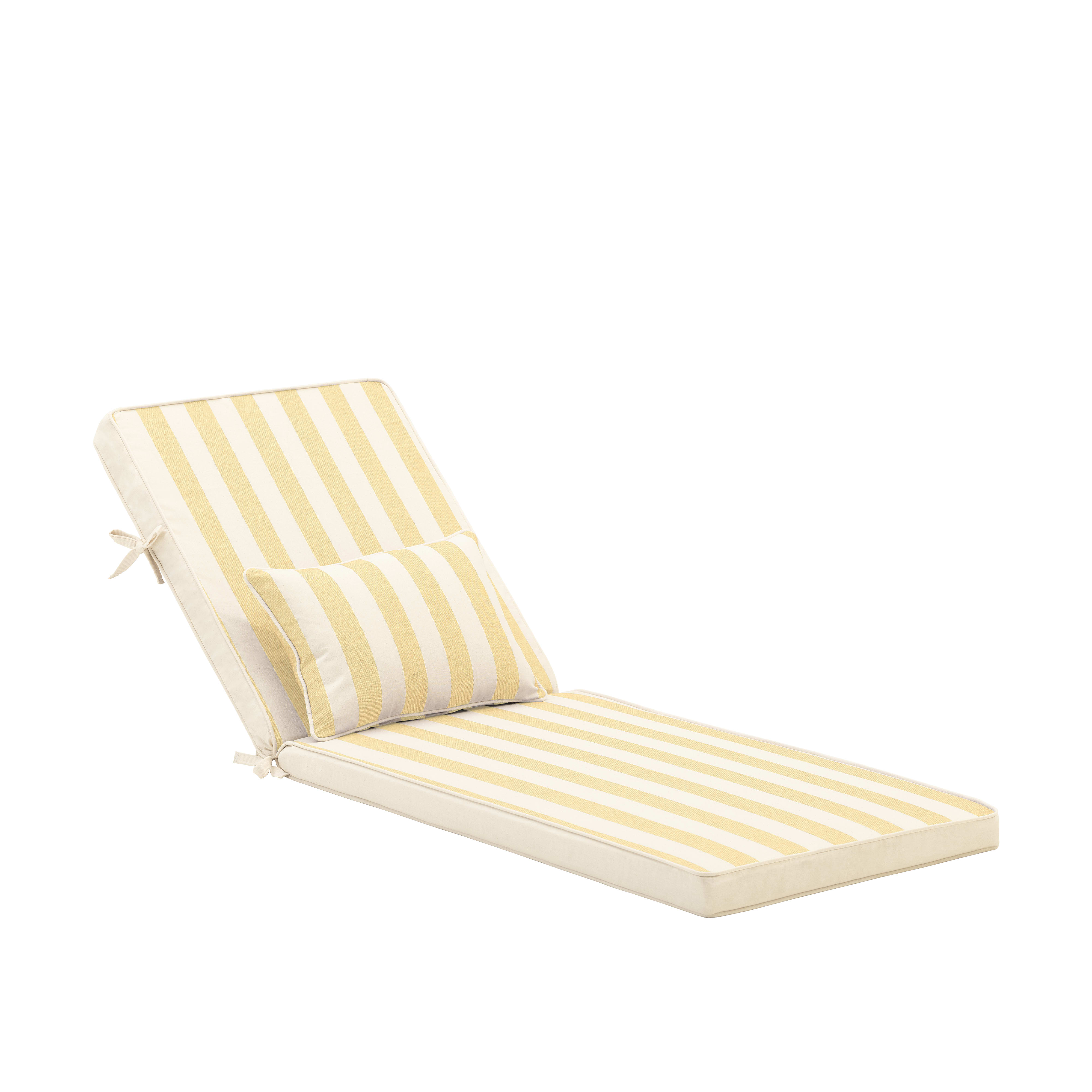 Coussin à rayures avec petit coussin pour chaise longue jaune