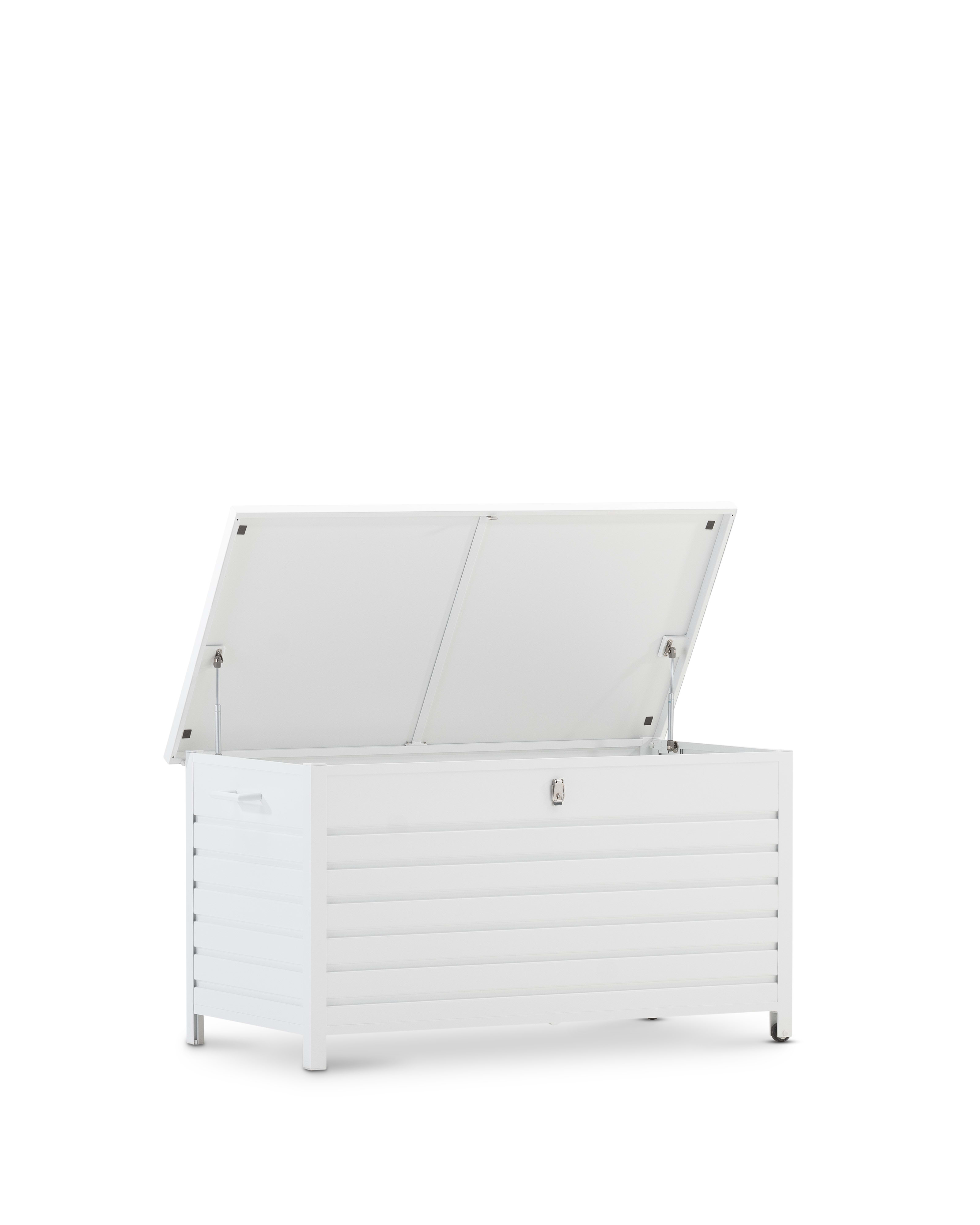 Coffre de jardin avec roues aluminium blanc 141x73x74cm