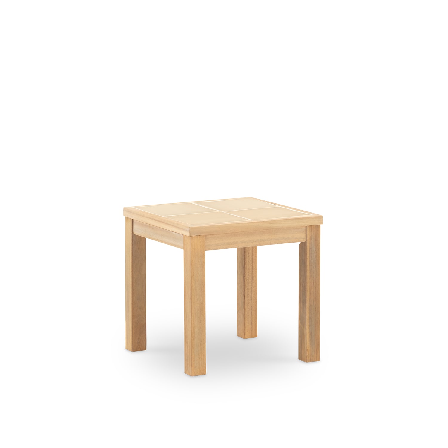 Table basse de jardin 45x45 en bois et céramique beige