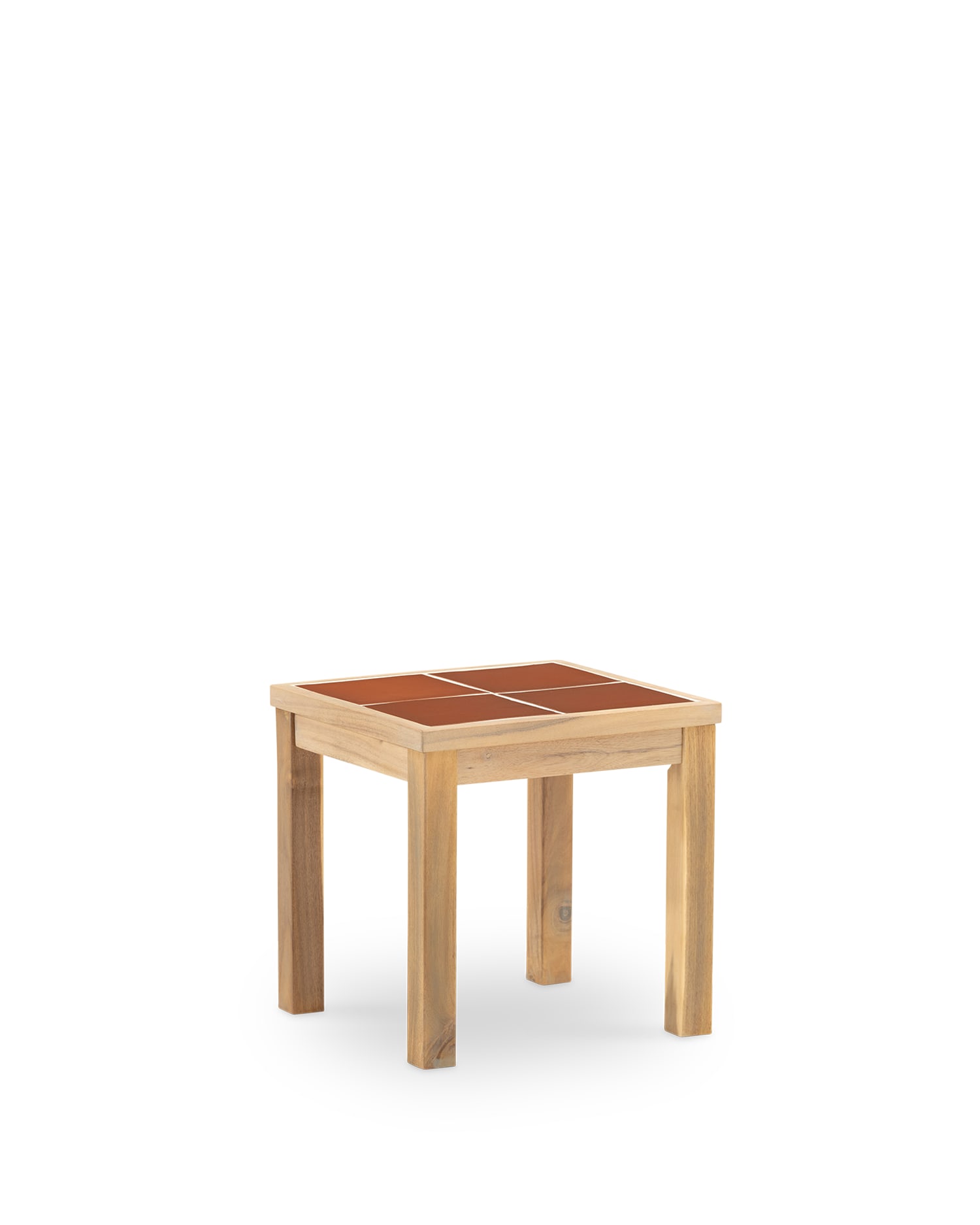 Table basse de jardin en bois et céramique terracotta 45x45