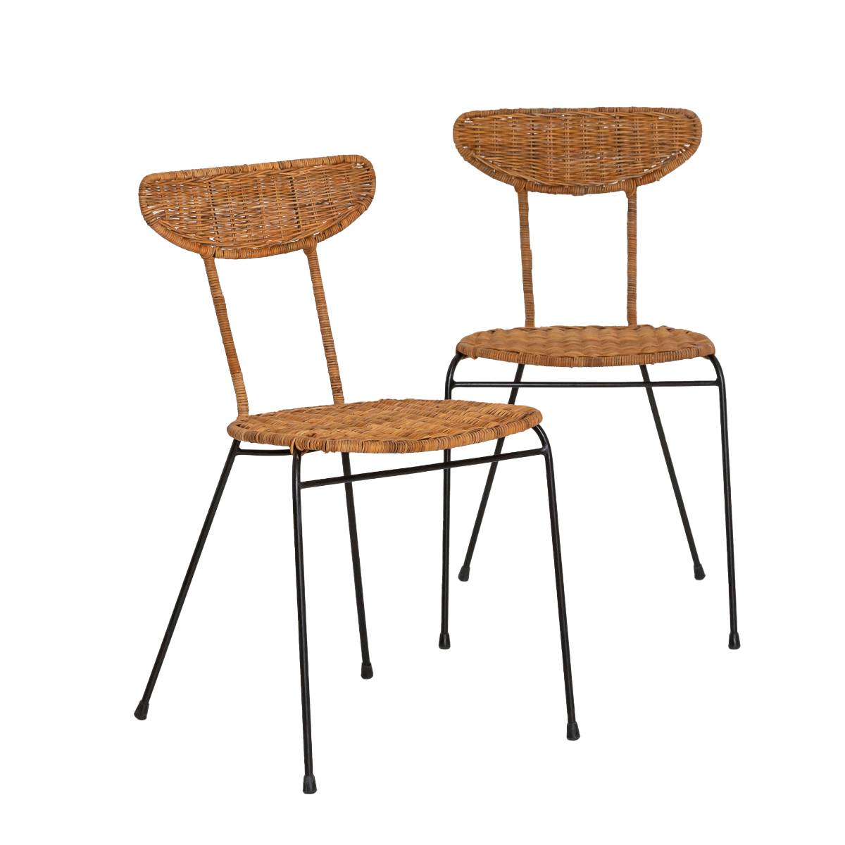 lot de 2 chaises en rotin bois foncé 50x42 cm