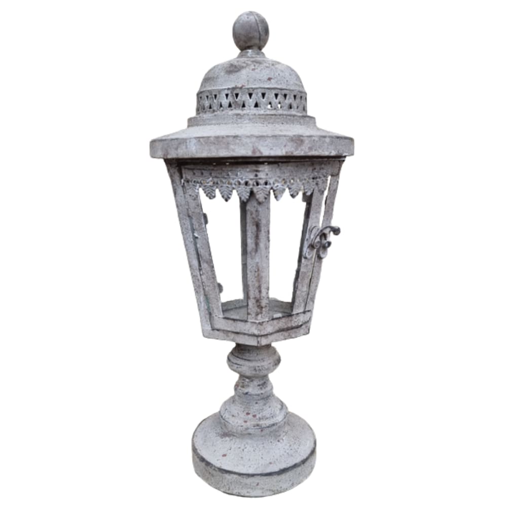 lampadaire en métal gris vieilli 17 x 44 cm