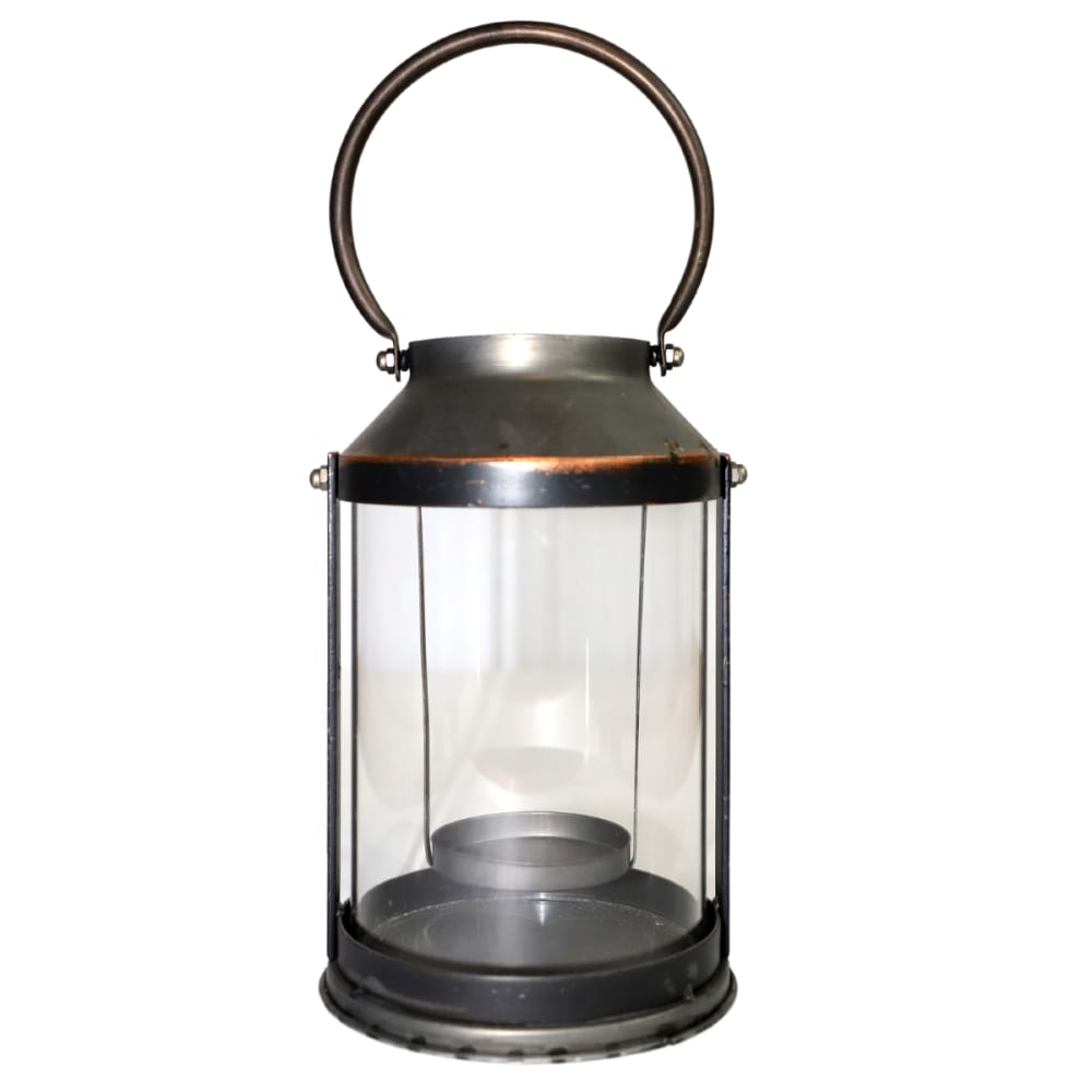 lanterne en métal gris 17 x 42 cm