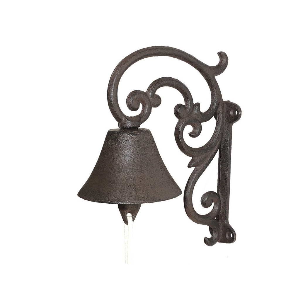 Cloche murale en fonte marron 17 x 10.5 x 21 cm