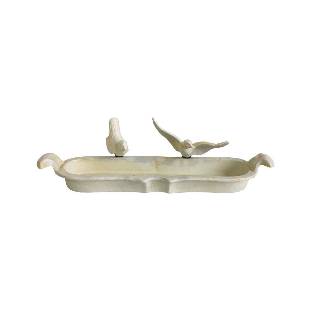 Bain d'oiseaux en fonte blanche 44 x 10.5 x 4 cm