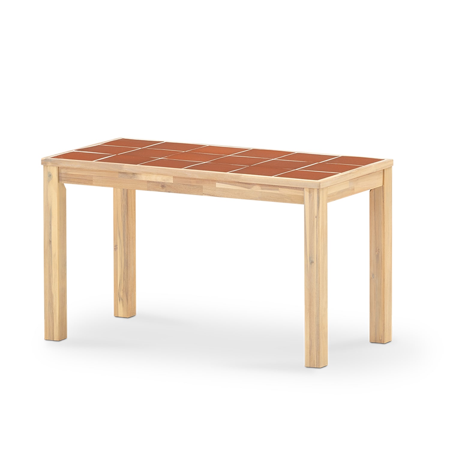 Table repas de jardin 125x65 en bois et céramique terre cuite