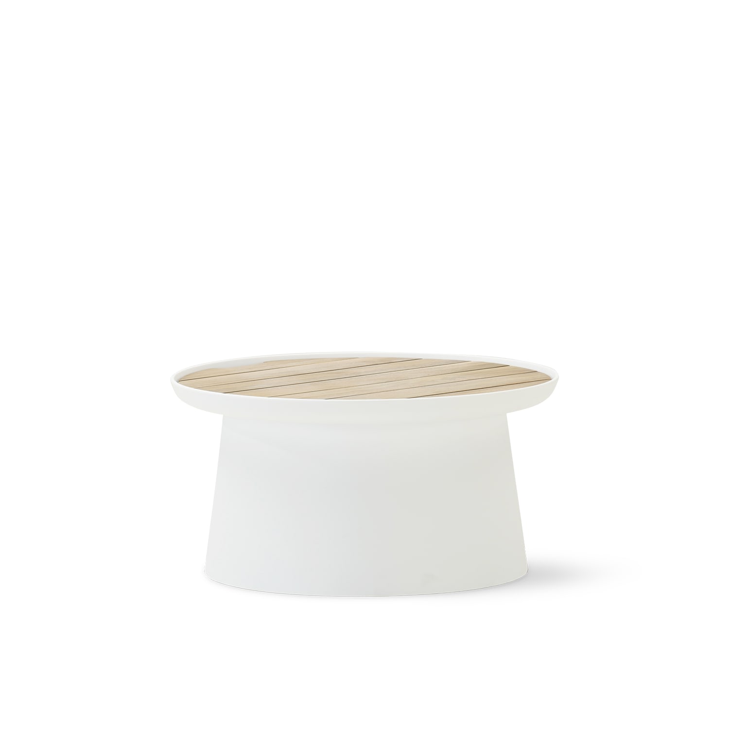 Table d'appoint ronde en polypropylène blanc avec plateau en bois D70