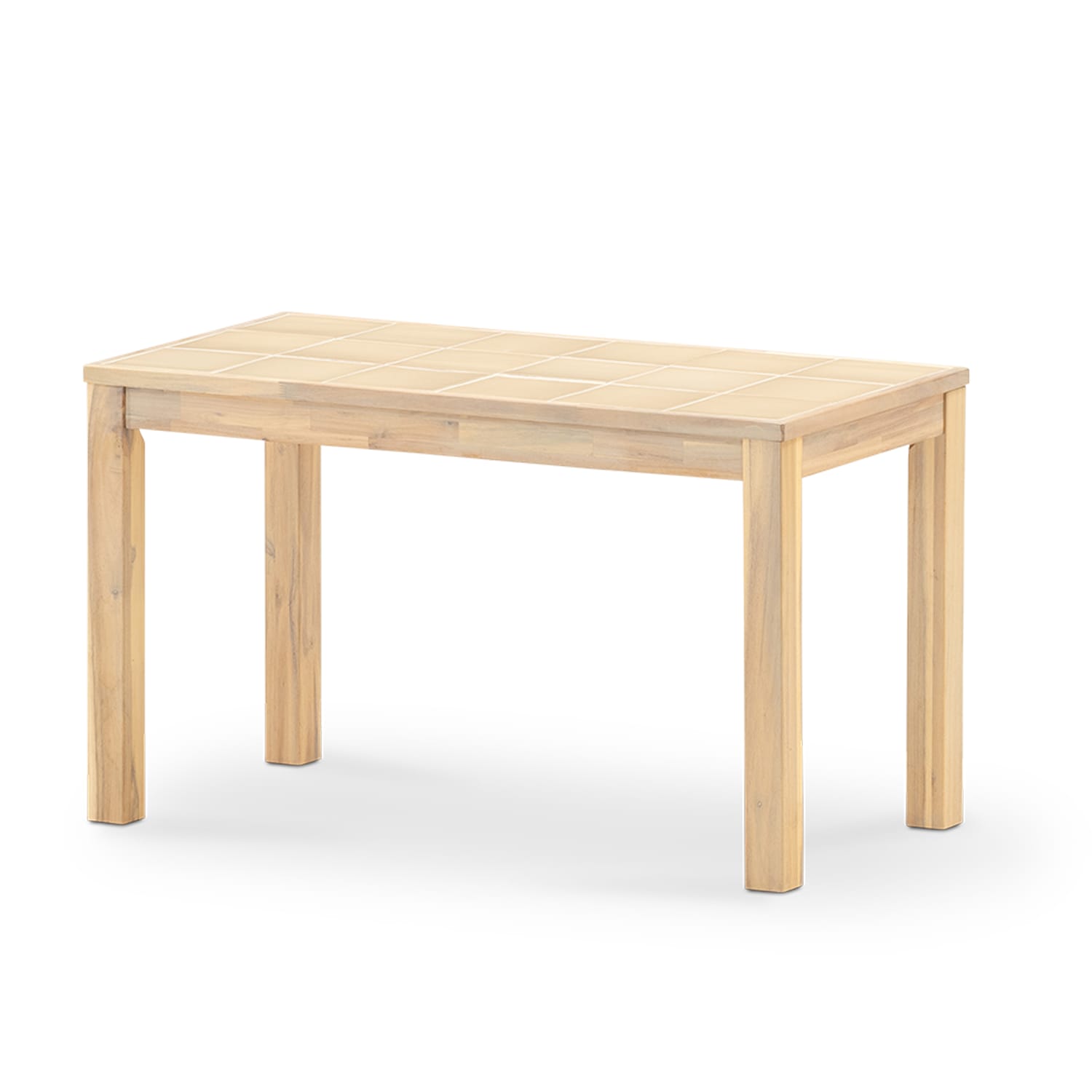 Table de jardin en bois et céramique beige 125x65