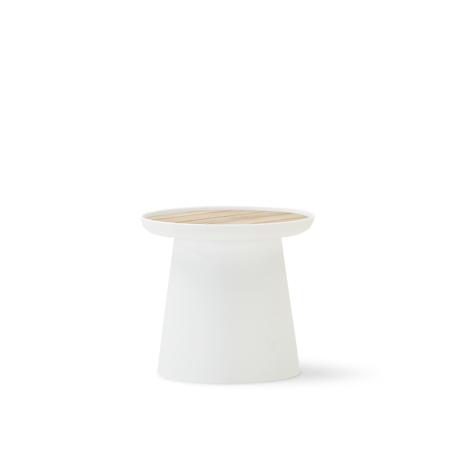 Table d'appoint ronde en polypropylène avec plateau en bois D50 blanc