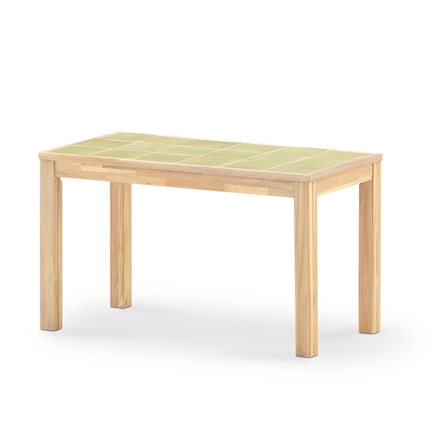 Table de jardin en bois et céramique verte 125x65