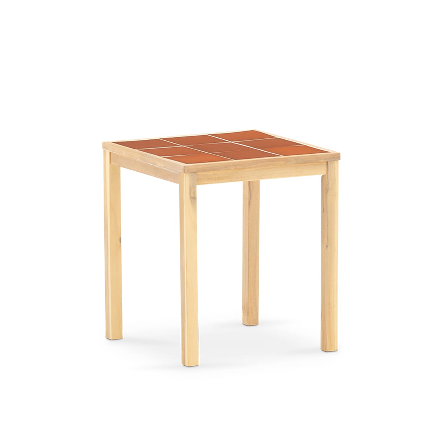 Table de jardin en bois et céramique terre cuite 65x65