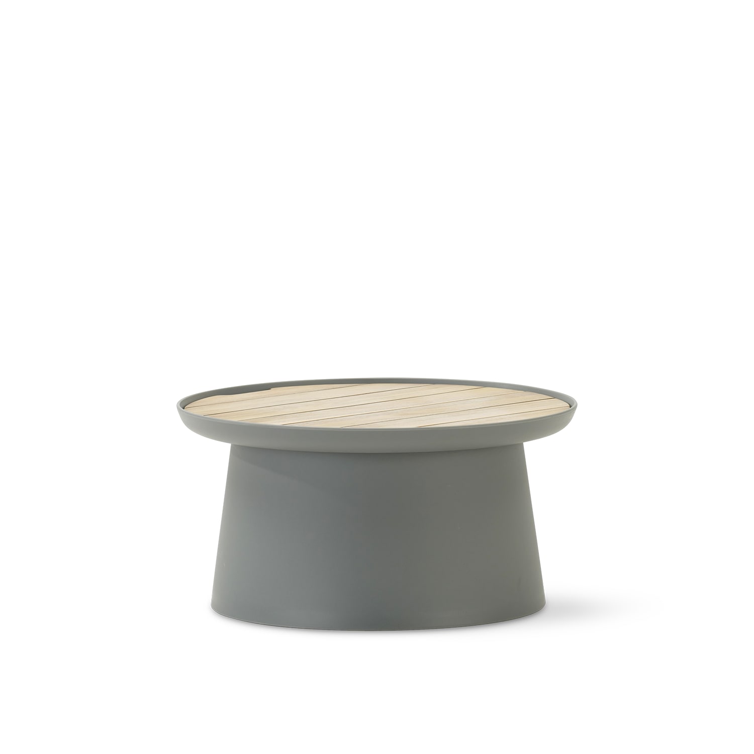 Table d'appoint ronde en polypropylène gris avec plateau en bois D70