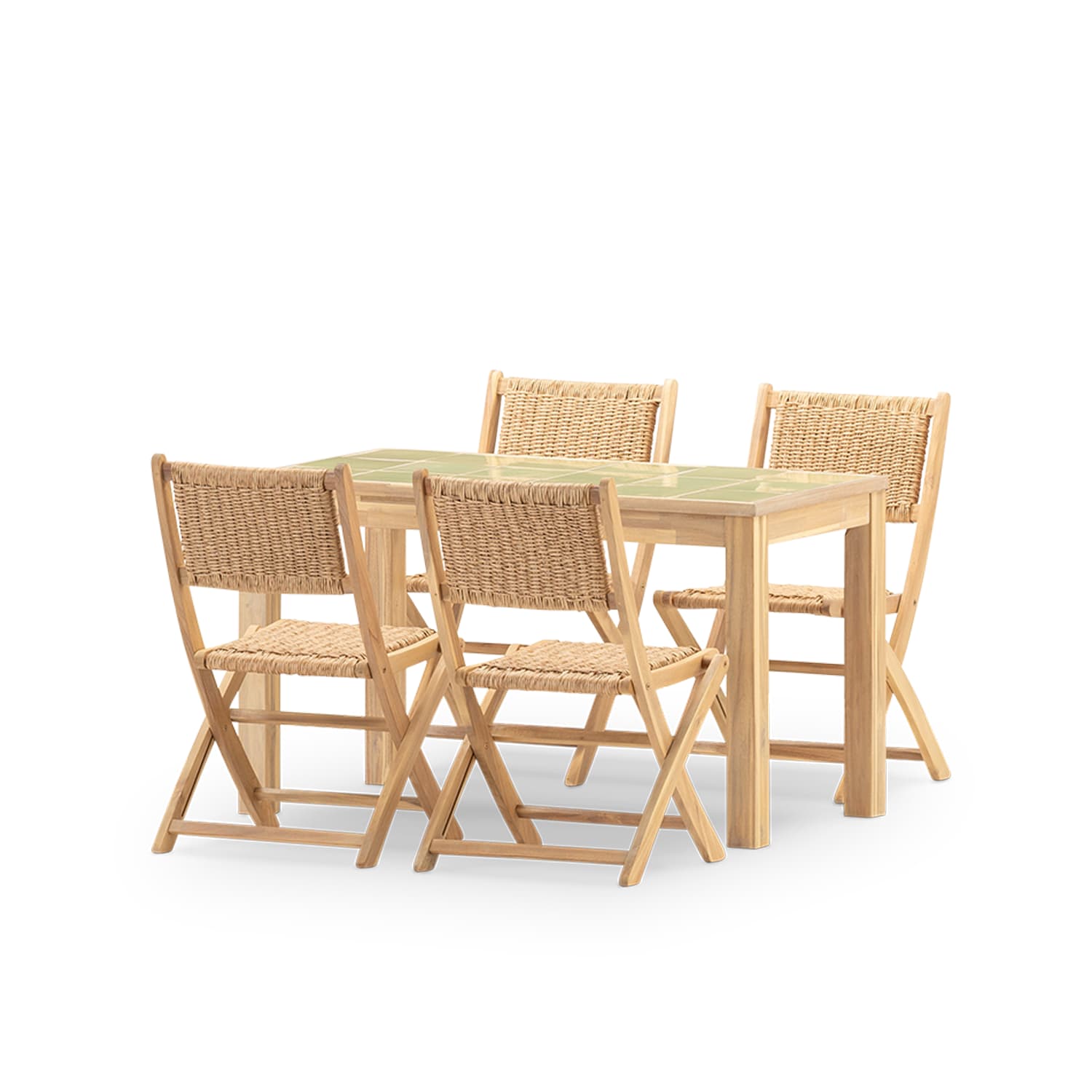 Set de repas 4pl table céramique vert clair 168x87