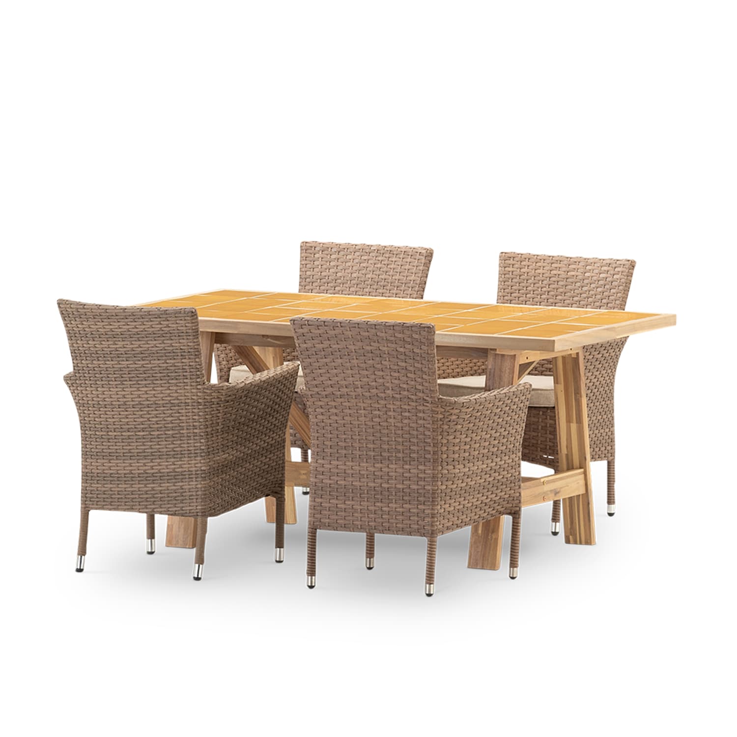 Set de repas 4pl table céramique moutarde 168x87