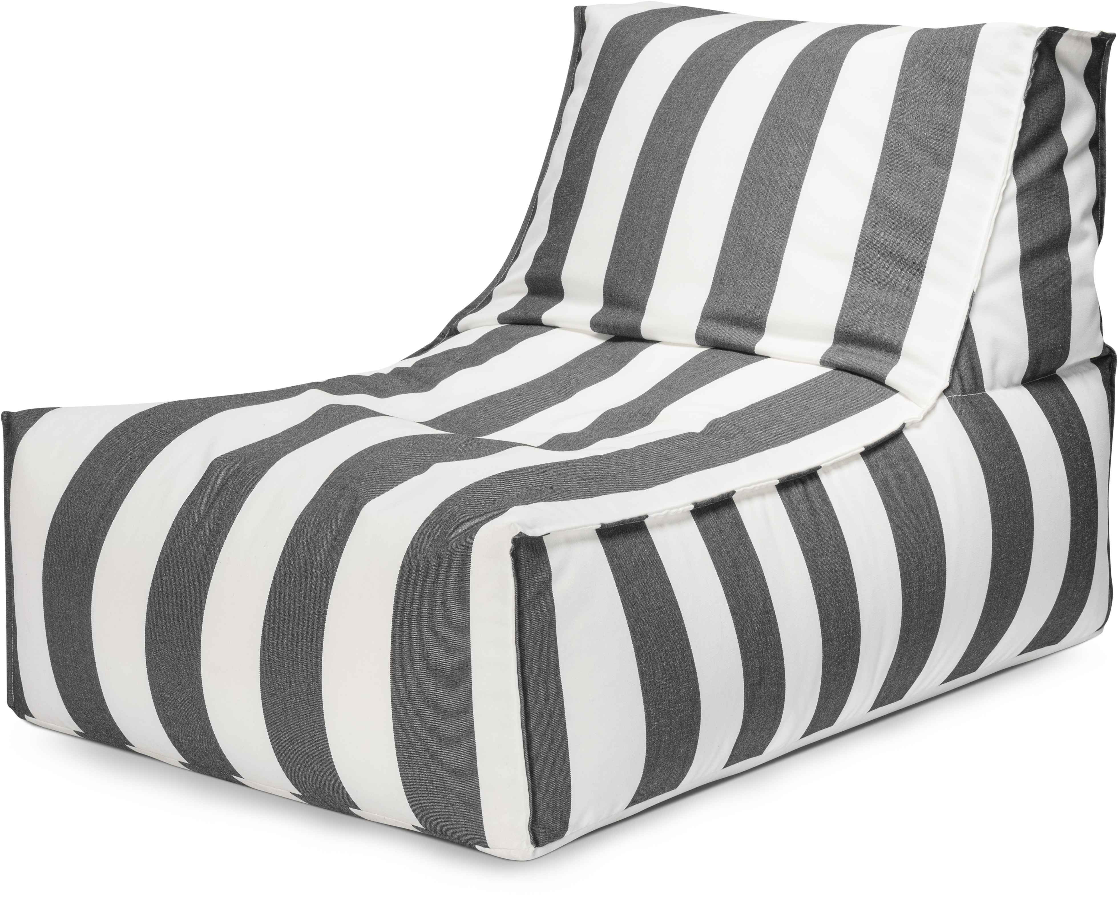 pouf d'extérieur rayé anthracite et blanc 65x100x65