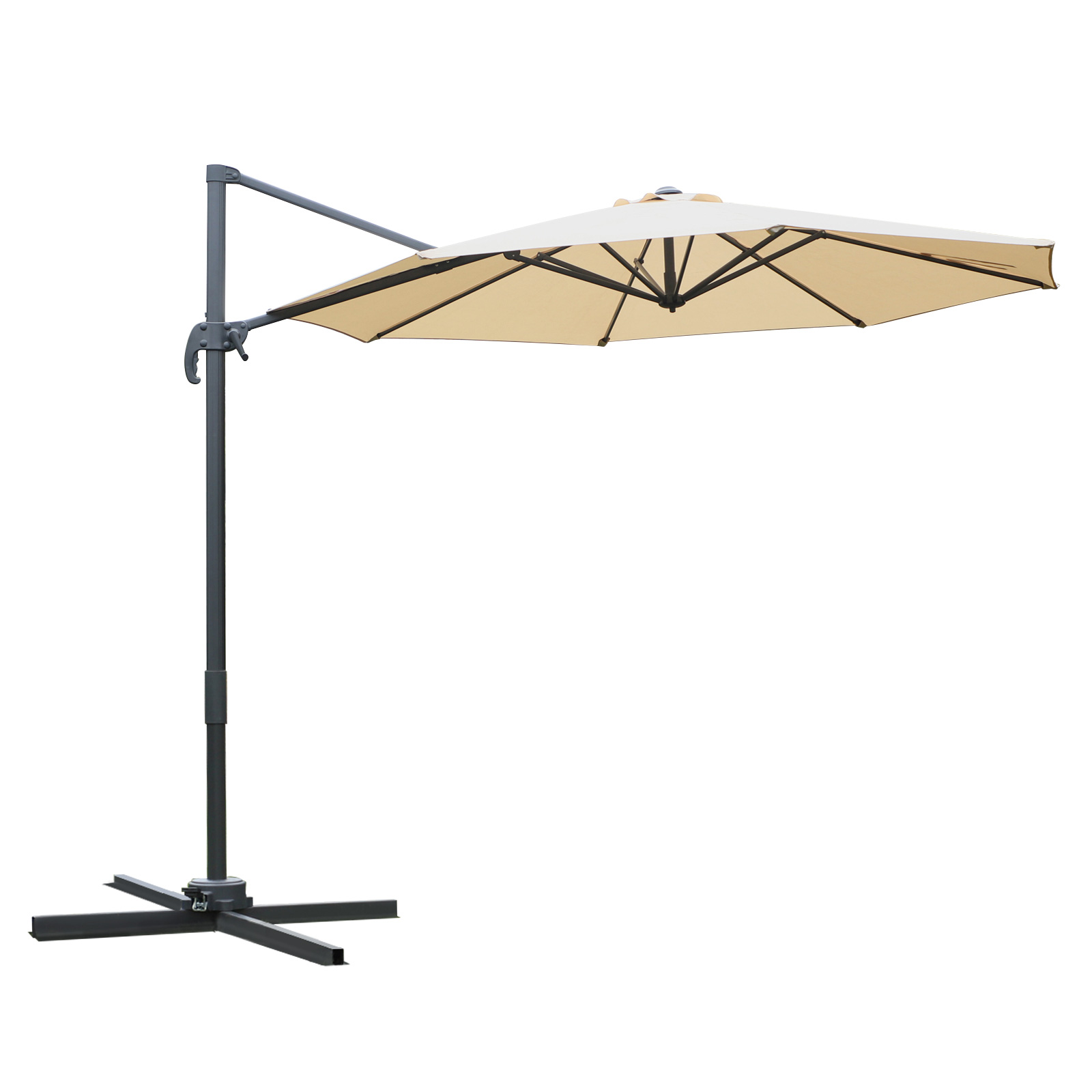 Parasol déporté octogonal inclinable rotatif 360° polyester beige