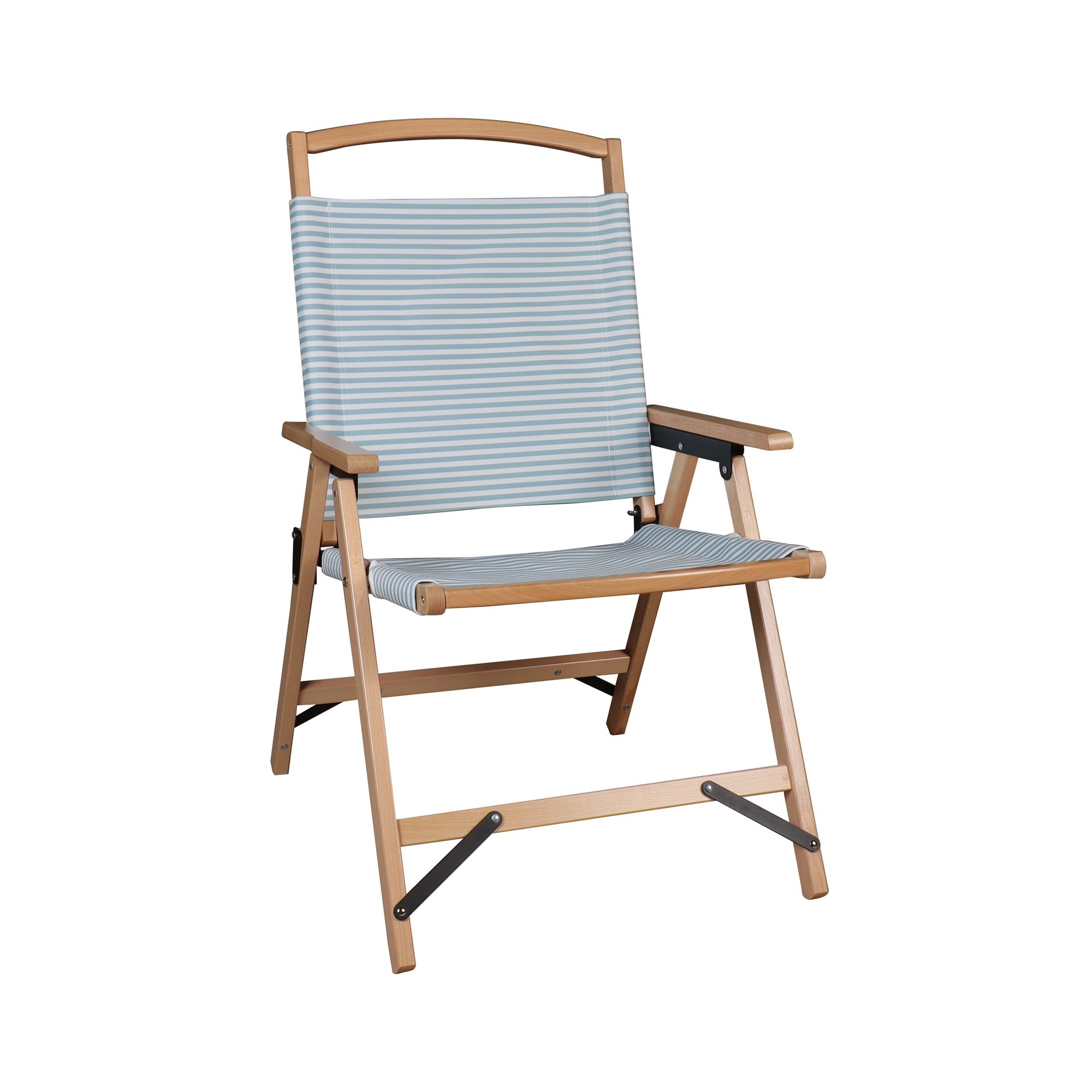 chaise de plage en toile bleu à rayures