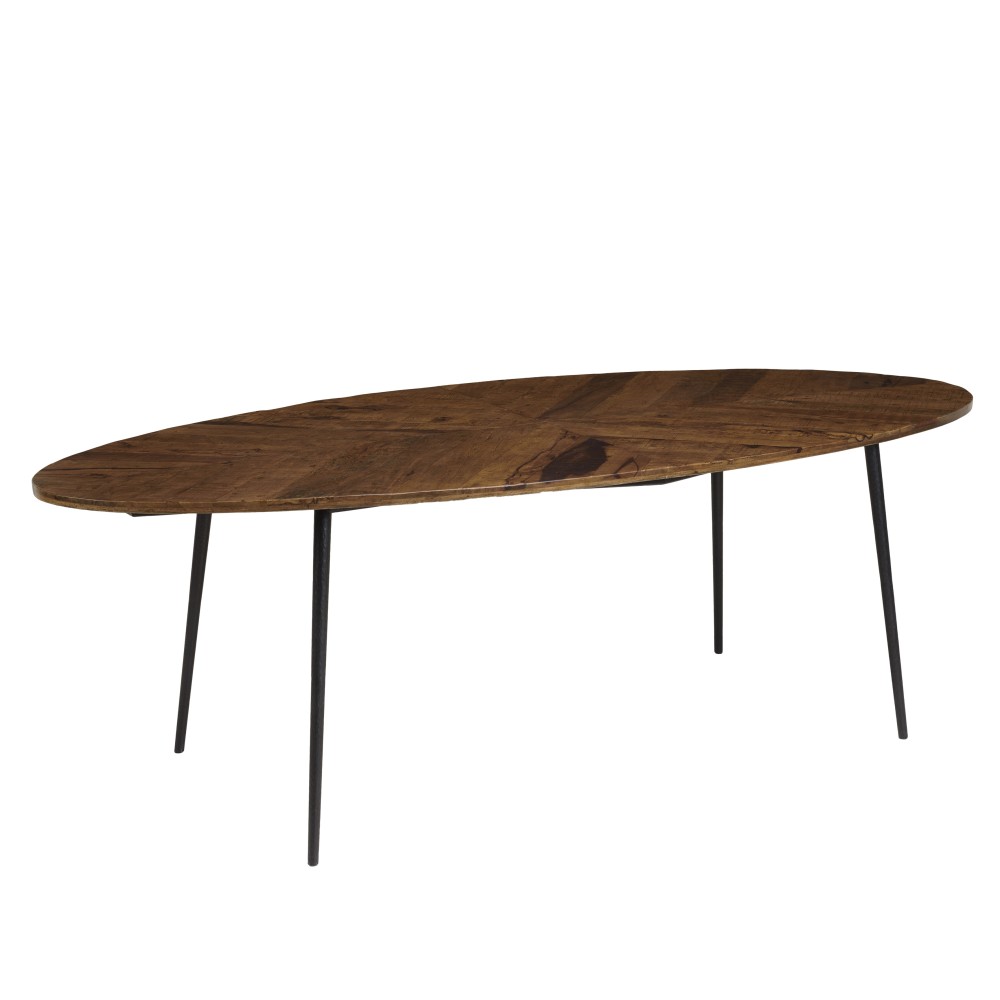 Table à manger ovale 240x110cm plateau chevrons