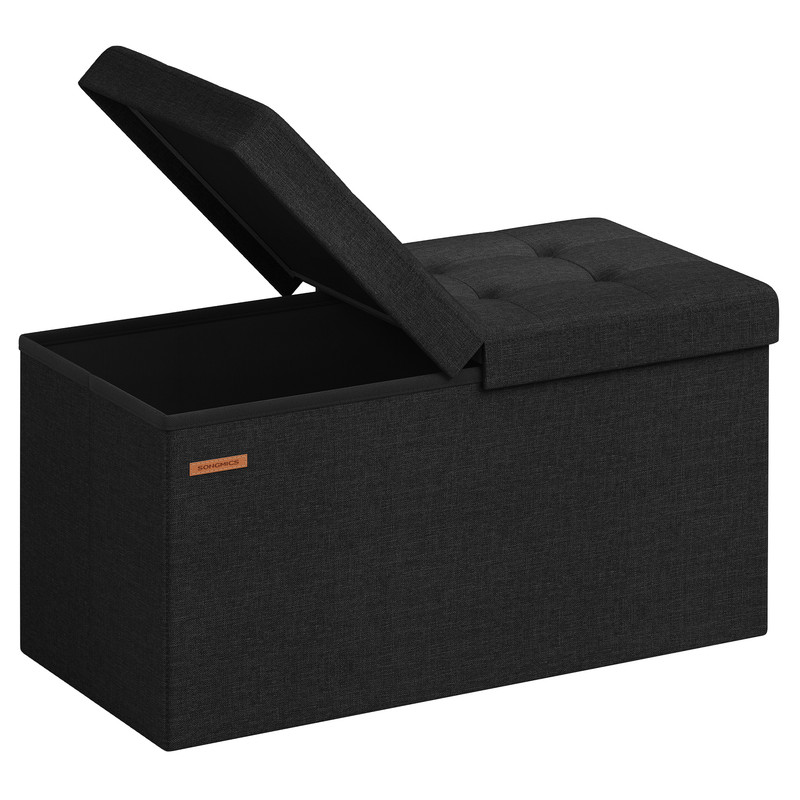 Banc de rangement 76 x 38 x 38 cm noir d’encre