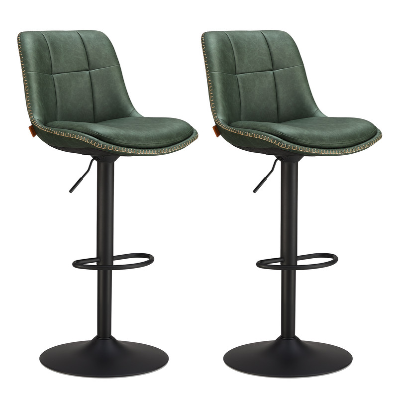 Tabourets de bar lot de 2 polyuréthane acier mousse vert forêt