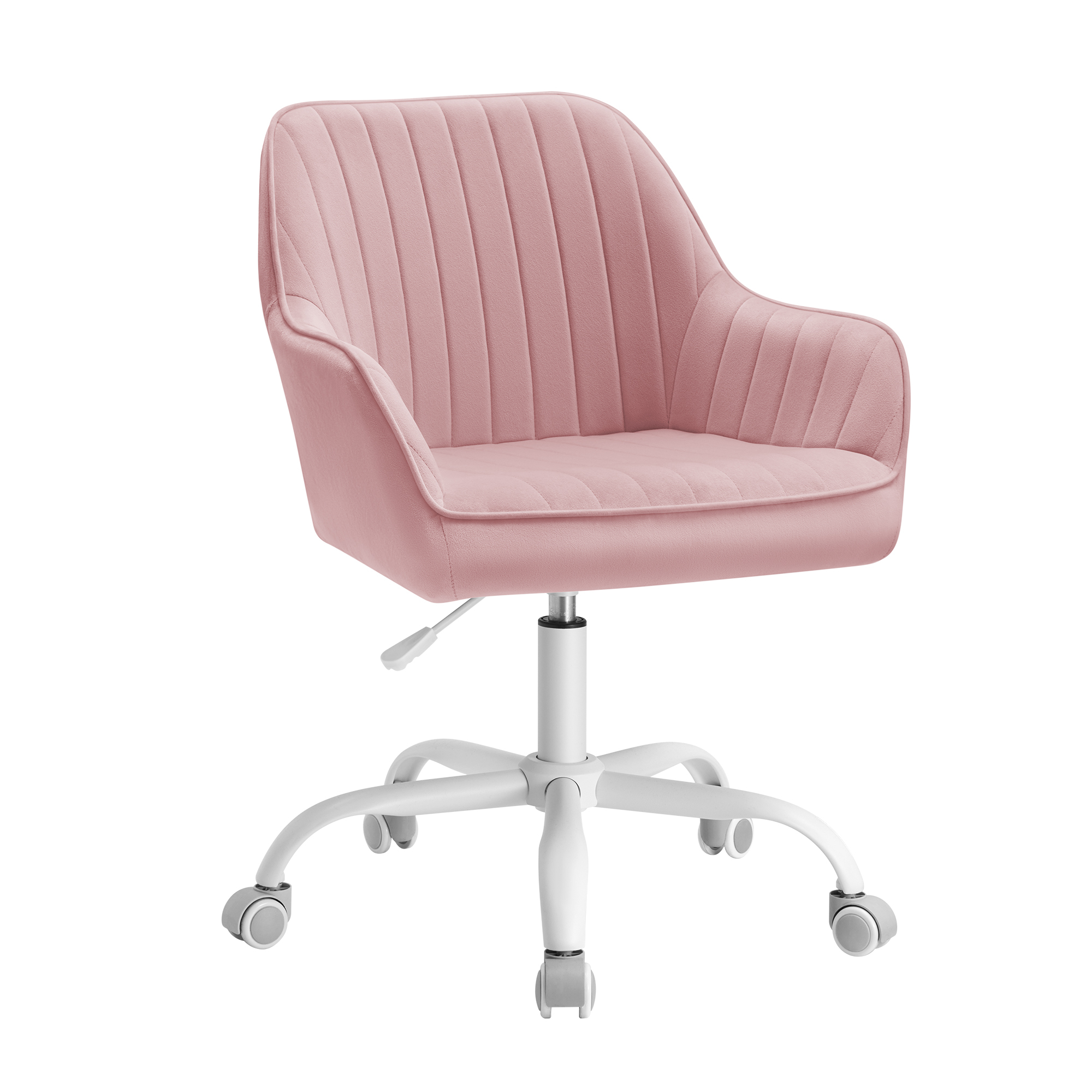 chaise de bureau avec surface en tissu velours hauteur réglable rose