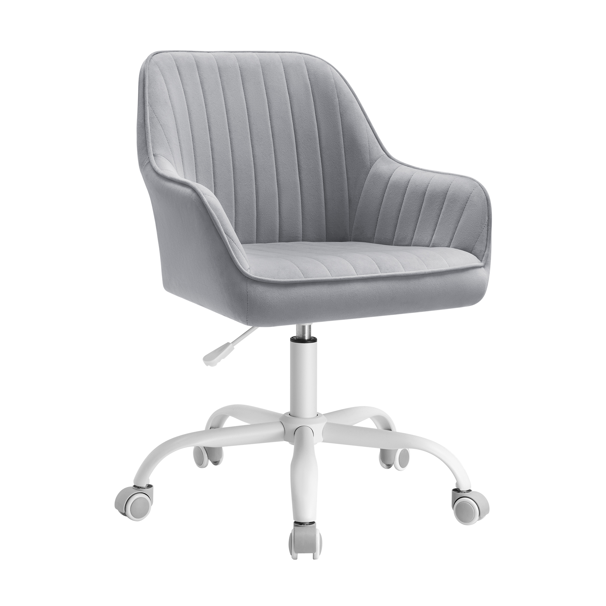 chaise de bureau avec surface en tissu velours hauteur réglable gris