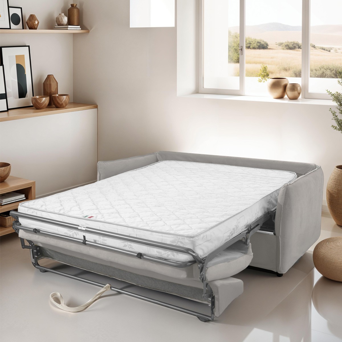 gina - Canapé convertible velours Gris - Vue supplémentaire 2