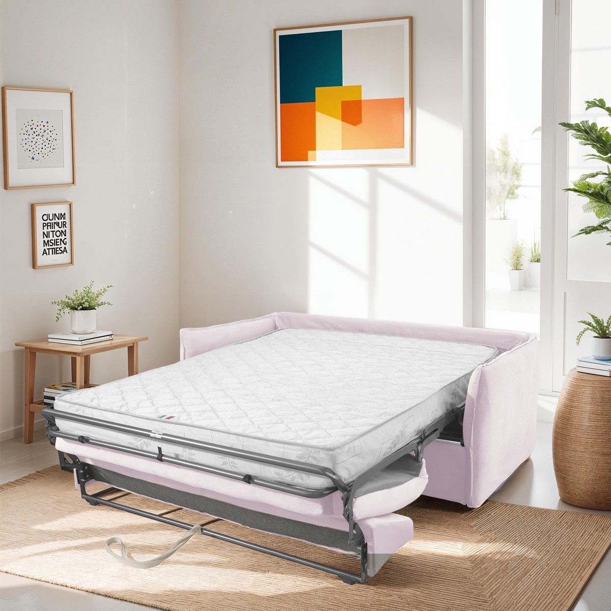 gina - Canapé convertible velours Rose - Vue supplémentaire 2