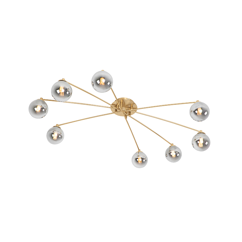 Plafonnier en verre doré/laiton