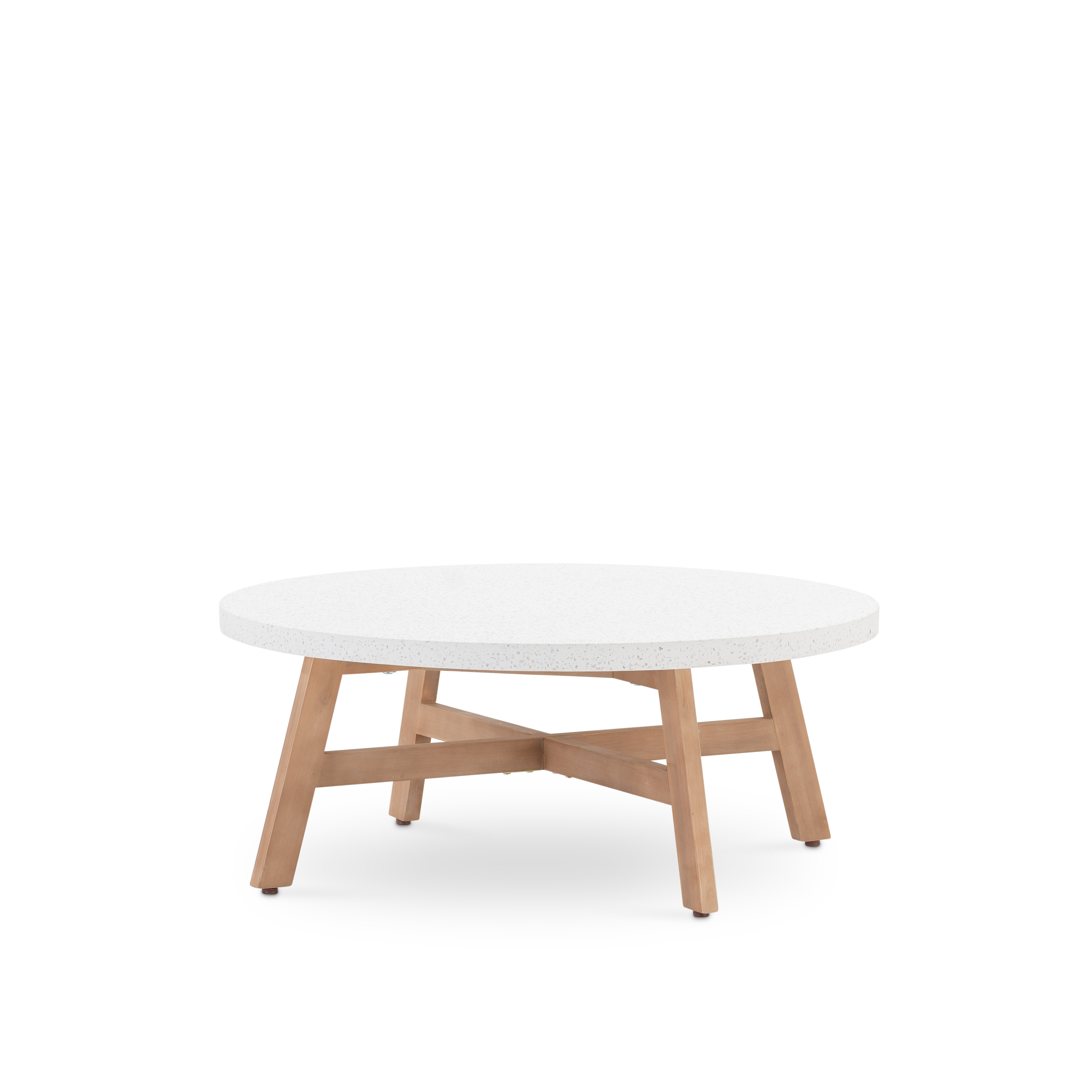 Table basse jardin ronde en bois et terrazzo D100