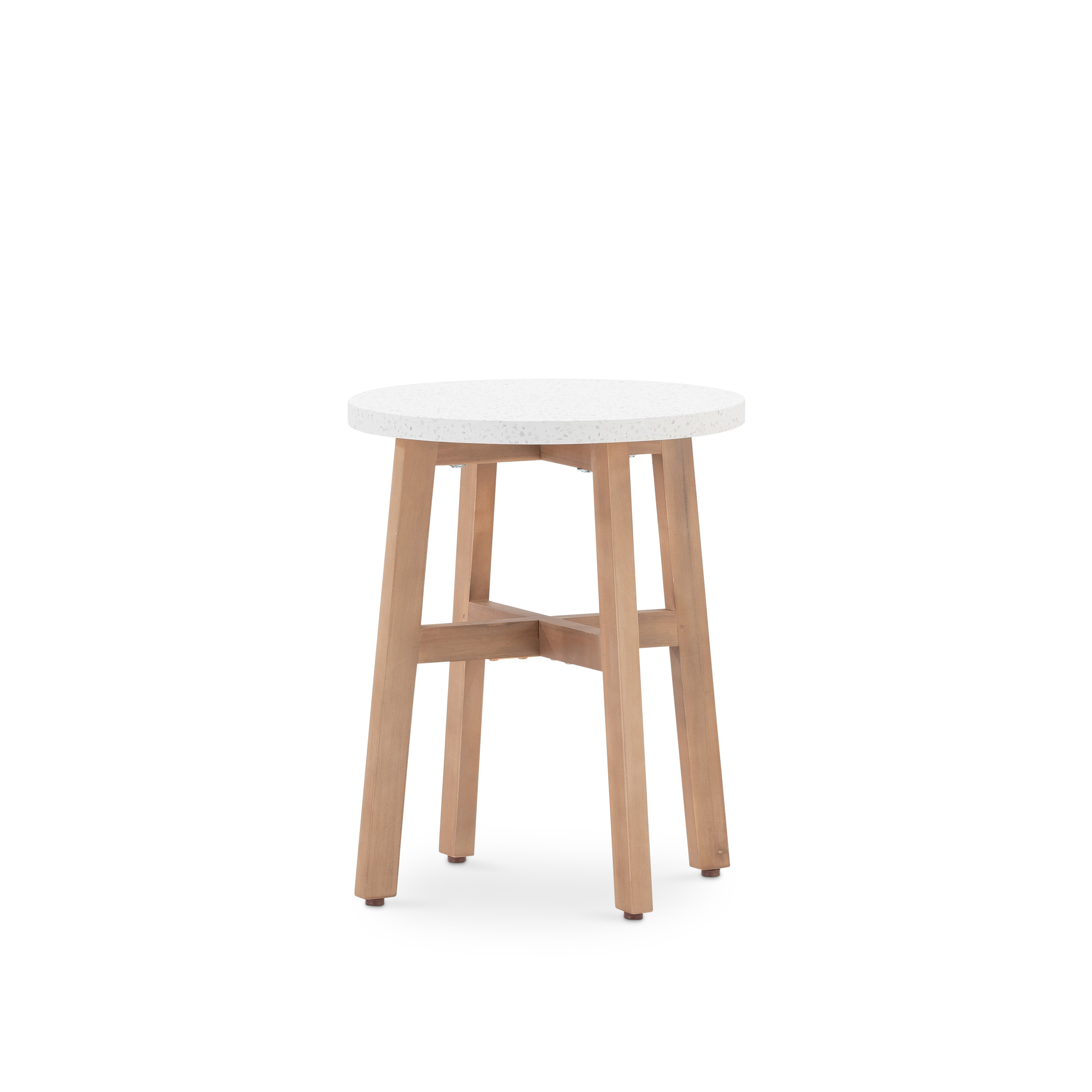 Table basse jardin ronde en bois et terrazzo D50