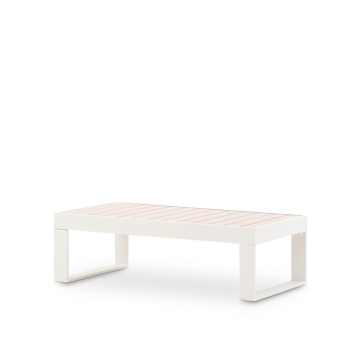 Table basse jardin alluminium blanc imitation en bois