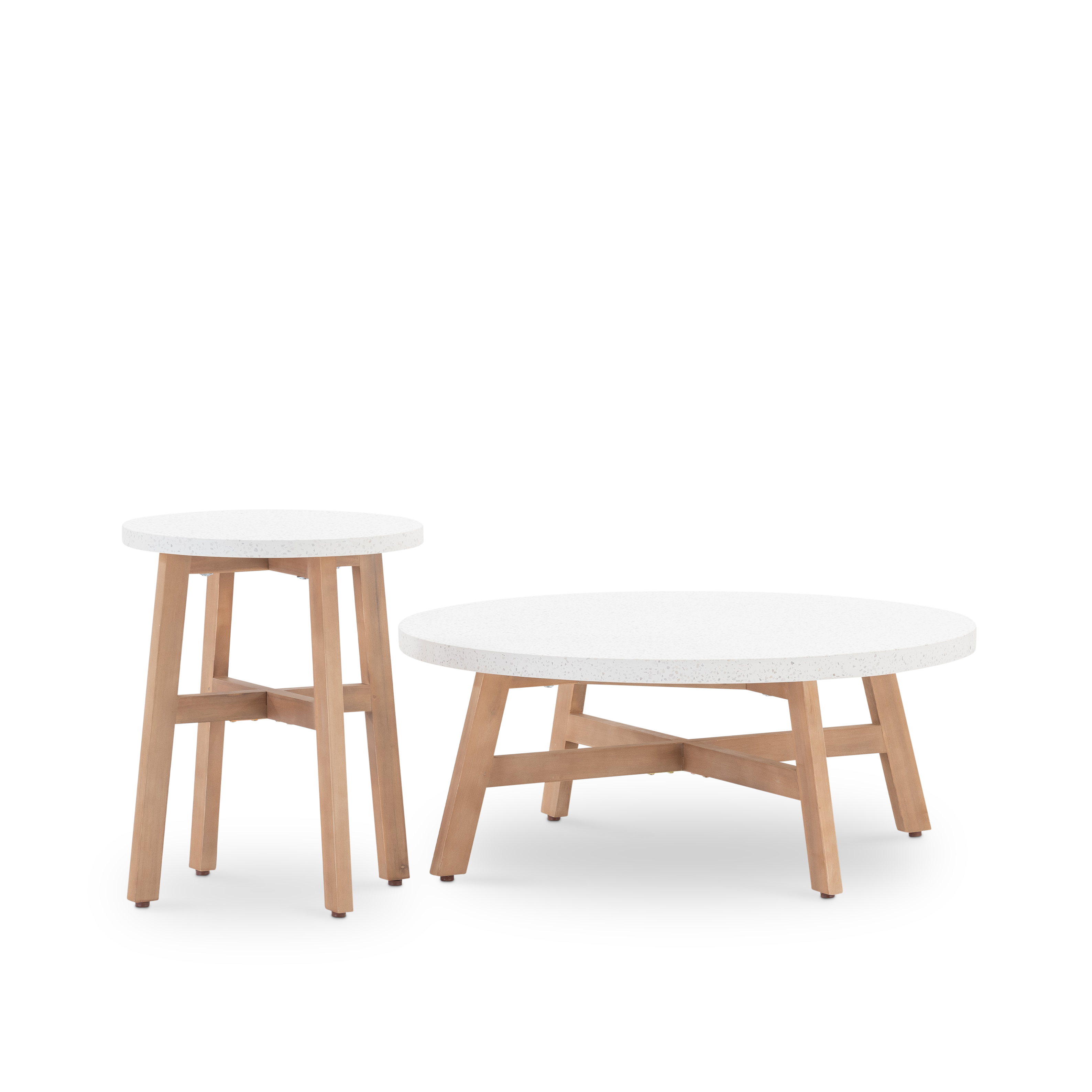 Set de 2 tables basses rondes 50/100cm terrazzo