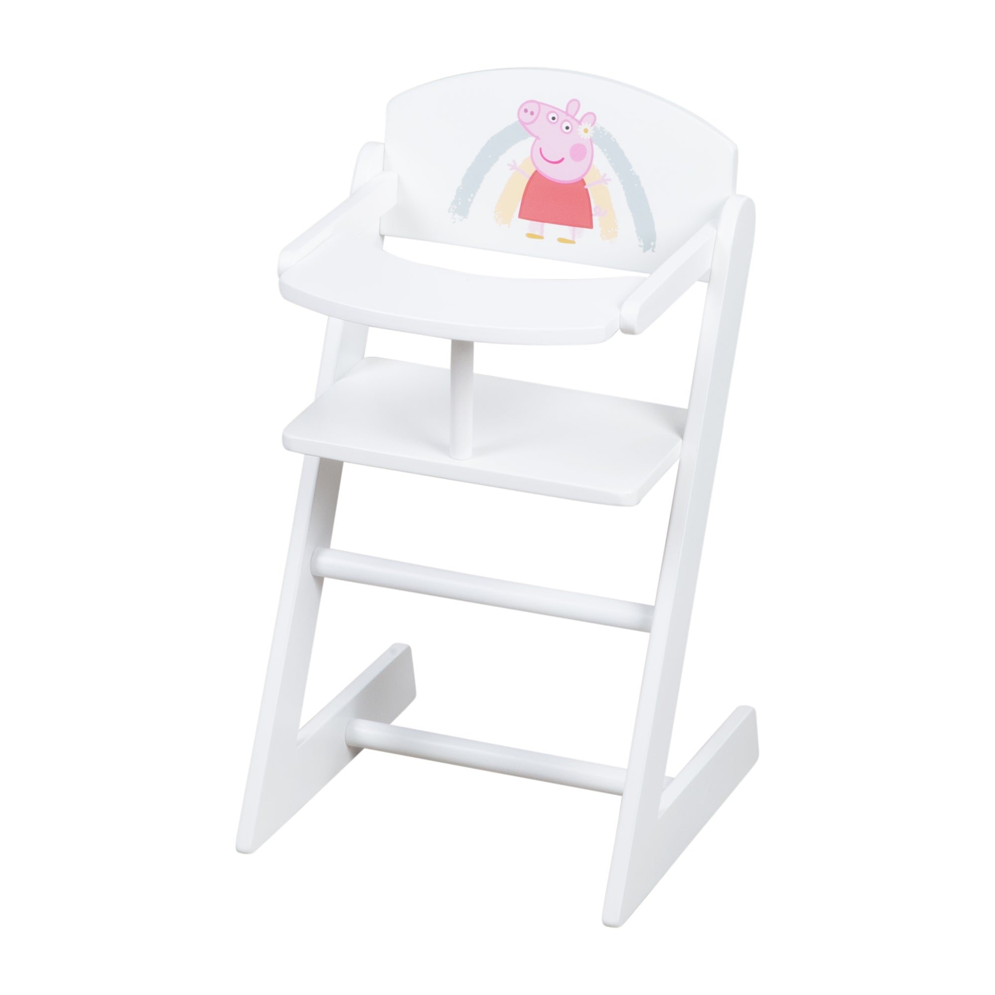 chaise haute de poupée en bois laqué blanc motif truie